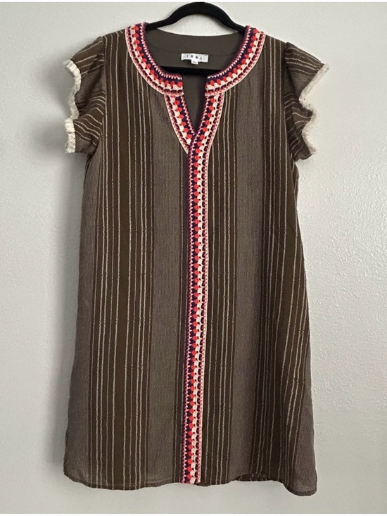 THML Dresses & Skirts - Anthropologie THML Brown Striped Mini Dress | Size Large